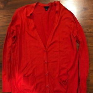 Red cardigan sweater
